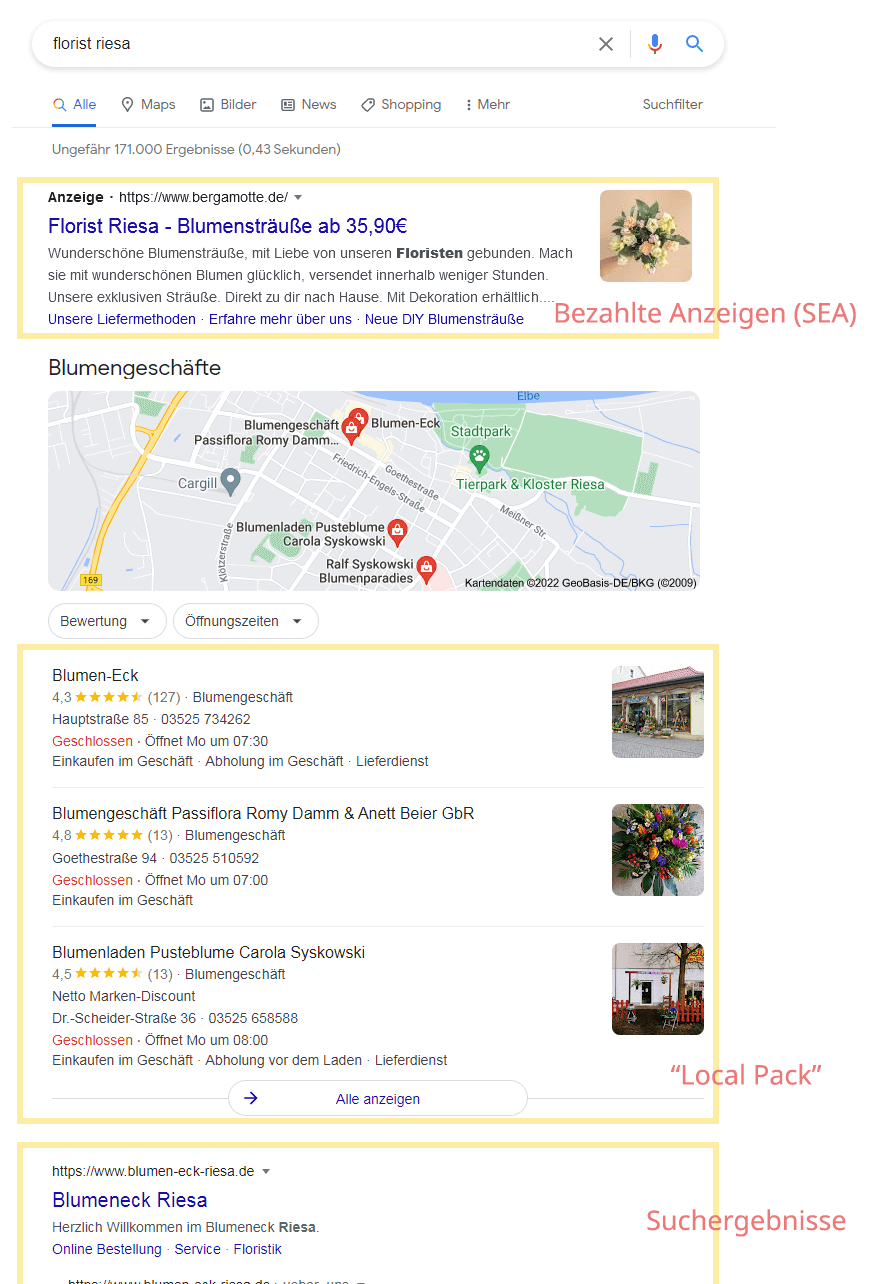 Local SEO auf Google, lokales SEO für Unternehmen in Dresden, Riesa und Umgebung